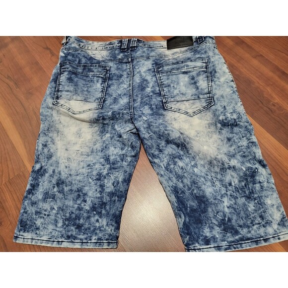 Smoke Rise Men’s Blue Acid Wash Tie Dye Jean Shorts - 40(Inseam 13") - Picture 4 of 8